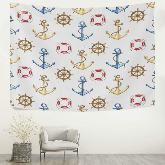 GZHJMY Tapestry Vintage Nautical Gold Anchor Tapestry Wall Hanging Decorative Wall Blanket Bedding Tapestry for Bedroom Living Room Dorm 60"x51" Gift Decor