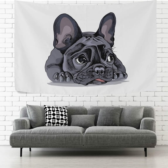 GZHJMY Tapestry Wall Hanging Cute French Bulldog Animal Tapestry Decorative Tapestries Wall Blanket Bedding Tapestry for Bedroom Living Room Dorm 90"x60" Gift Decor