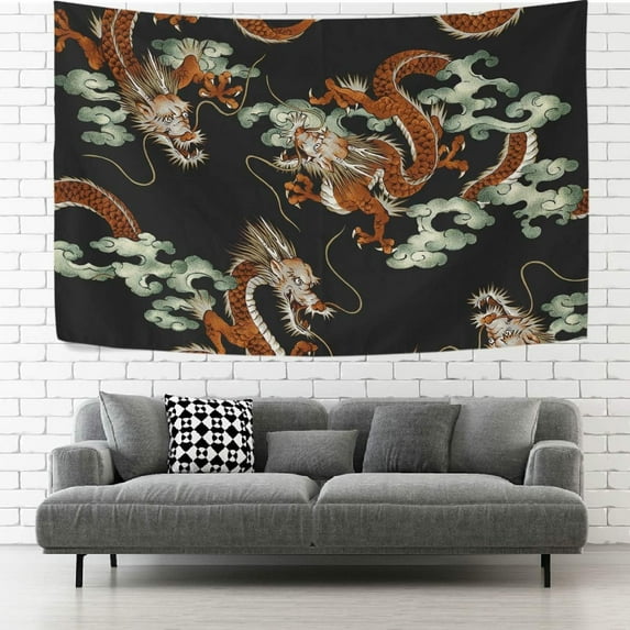 GZHJMY Tapestry Wall Hanging Japanese Dragon Tapestry Decorative Wall Blanket Bedding Tapestry for Bedroom Living Room Dorm 80x60 inch Gift Decor