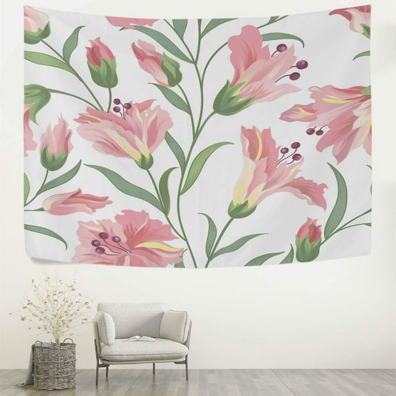 GZHJMY Tapestry Wall Hanging Nature Pink Flower Floral Tapestry Decorative Wall Blanket Bedding Tapestry for Bedroom Living Room Dorm 80"x60" Gift Decor