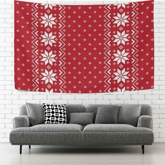 GZHJMY Tapestry Wall Hanging Red New Year Christmas Snowflake Tapestry Decorative Wall Blanket Bedding Tapestry for Bedroom Living Room Dorm 80"x60" Gift Decor