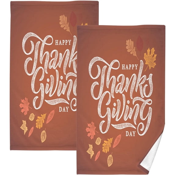GZHJMY Thanksgiving Cotton Hand Towel Set of 2, Highly Absorbent Soft Fingertip Towels for Bathroom Kitchen Hotel Gym Spa, 16 x 28 Inch Washcloths