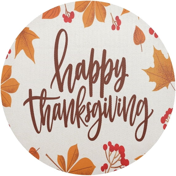 GZHJMY Thanksgiving Day Round Placemats Set of 1, Non-Slip PVC Table Mats Washable Heat Resistant Place Mats for Kitchen Dining Table Christmas Home Decor, 15.4 Inch Table Mat