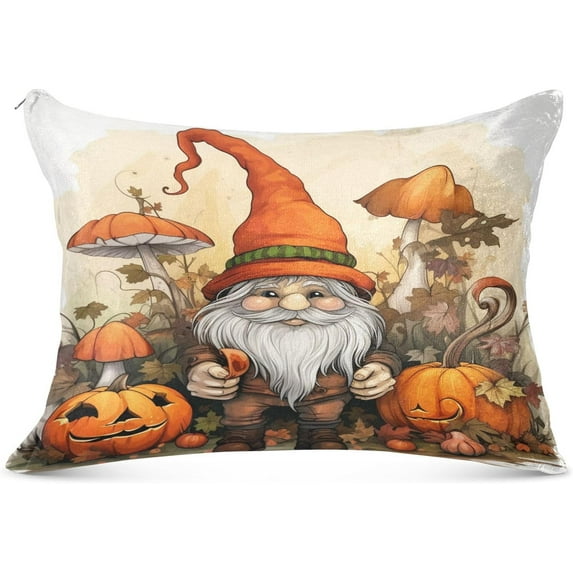 GZHJMY Thanksgiving Dwarf Elf Zippered Velvet Pillowcases,Super Soft and Cozy Luxury Plush Pillow Case Bed Pillow Pillowcases,Standard Size 20x26 in Home Decor