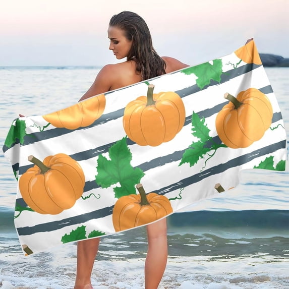 GZHJMY Thanksgiving Orange Cute Pumpkin Beach Towel Quick Dry Absorbent Bath Towels Sandproof Lightweight Towel for Gym Yoga Sports Swimming - 31x71in Bath Towels