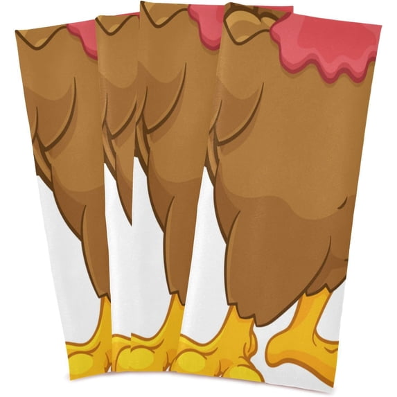 GZHJMY Thanksgiving Turkey Bird Pilgrim Hat Kitchen Dish Towel Set, Drying Kitchen Towels Tea Towels Gift Set for Drying Cleaning Cooking Baking 4Pcs