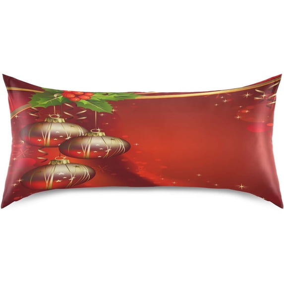 GZHJMY Three Shiny Ball Satin Pillowcase for Hair and Skin Silk Pillowcase, King Size(20x40 inches) - Slip Cooling Satin Pillow Covers with Envelope Closure,Christmas Decoration
