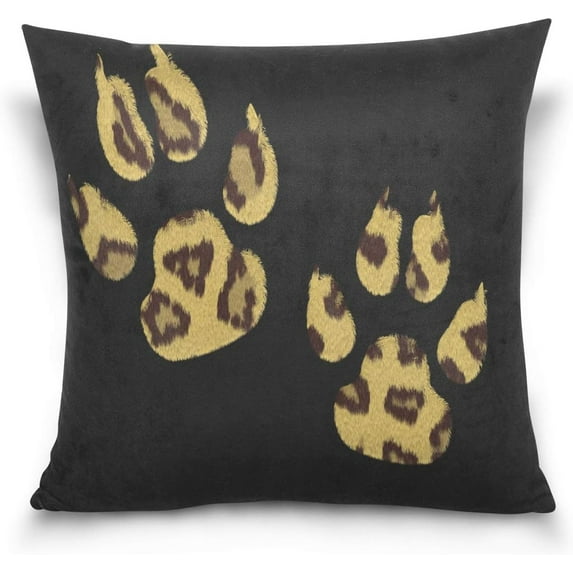 GZHJMY Throw Pillow Case Decorative Cushion Cover Square Pillowcase, Leopard Paw Print Black Sofa Bed Pillow Case Cover(20x20inch) Twin Sides Home Decor