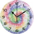 thumbnail image 1 of GZHJMY Tie Dye Wall Clock, 10" Silent Non Ticking Round Clock, Oil Painting Easy to Read Clock for Living Room Bedroom Bathroom Home Decor Holiday Gifts, 1 of 7