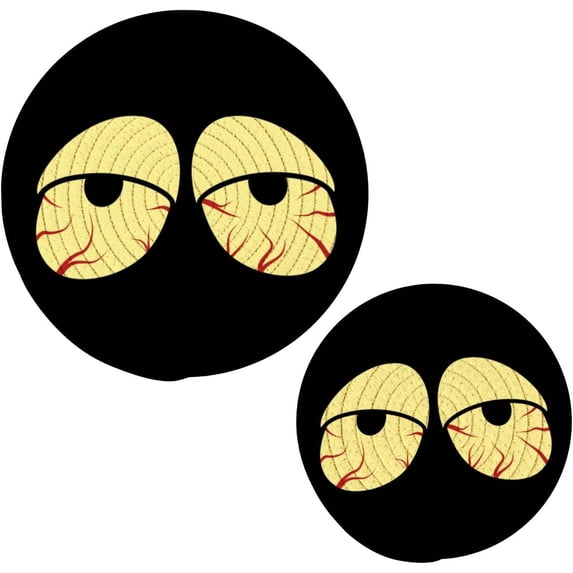 GZHJMY Tired Eyes Trivets Pot Holders Set of 2, Hot Pads, Table Mats,Placemats Set for Cooking and Baking, Cotton Braided Hot Pads, 7.09"+9.45"