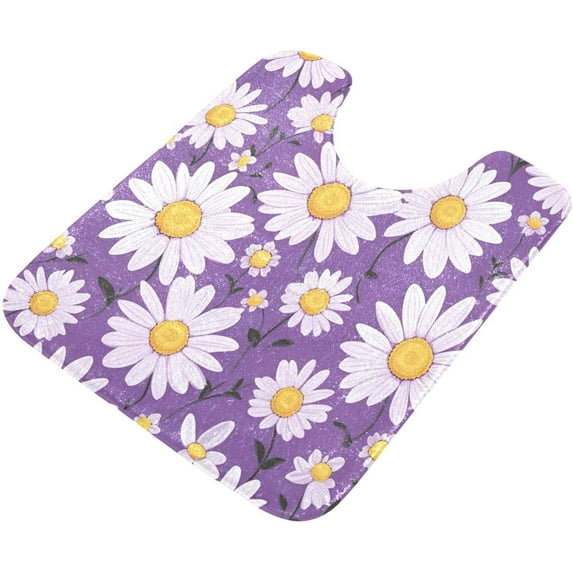 GZHJMY Toilet Mat U-Shaped Purple Daisy Pattern Soft and Absorbent Commode Contour Rug Plush Bathroom Rugs, Non-Slip, Machine Washable and Easier to Dry, 20x24 in Carpet Runner