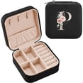 thumbnail image 1 of GZHJMY Travel Jewelry Box Rose Initial P PU Leather Jewelry case Small Portable Jewelry Organizer Box(Black) for Necklace Bracelet Earrings Rings, 1 of 7
