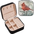thumbnail image 1 of GZHJMY Travel Jewelry Box Winter Cardinal Bird PU Leather Mini Jewelry case Small Portable Jewelry Organizer Box(Black) for Necklace Bracelet Earrings Rings, 1 of 7
