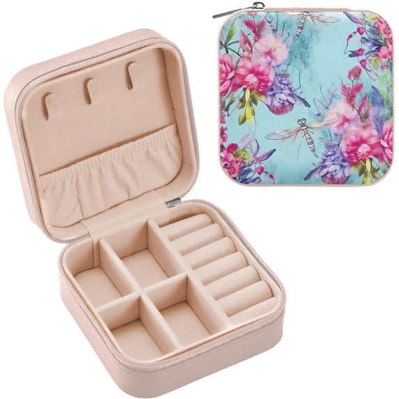 GZHJMY Travel Small Jewelry Case Colored Dragonfly Jewelry Organizer Jewelry Box Birthday Gifts Women Mom Friends Female Sister Bridesmaid Girl Gifts Idea71 for Necklace Bracelet Earrings Rings