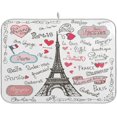 thumbnail image 1 of GZHJMY Trendy Collection Paris Eiffel Tower Symbols Absorbent Dish Drying Mat Microfiber Kitchen Countertop Table Protector Multi-Purpose Counter Rack Sink Drainer Pad (16" x 18"), 1 of 6