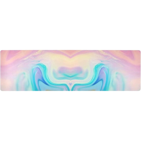 GZHJMY Trivet Table Runner, Heat Resistant Waterproof Table Decorative Hot Plates Mat, Table Protector for Hot Dishes and Pots,11.8"x 39.4", Abstract Marble Rainbow