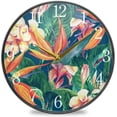 thumbnail image 1 of GZHJMY Tropical Exotic Flowers Pattern Wall Clock Silent Non Ticking 9.5 Inch Round Easy to Read for Home Office School Clock, 1 of 7