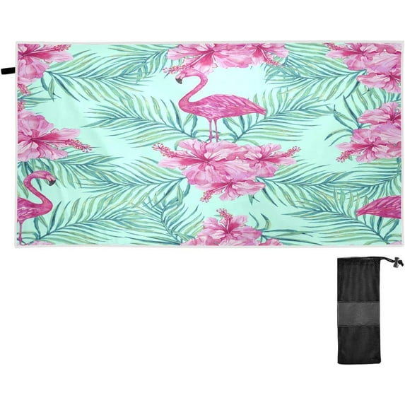 GZHJMY Tropical Flamingos Beach Towel,Absorbent Quick Dry Sport Towel Oversized Lightweight Soft Bath Towel for Travel Sports Pool Swimming Bath Camping 31x71in Bath Towels