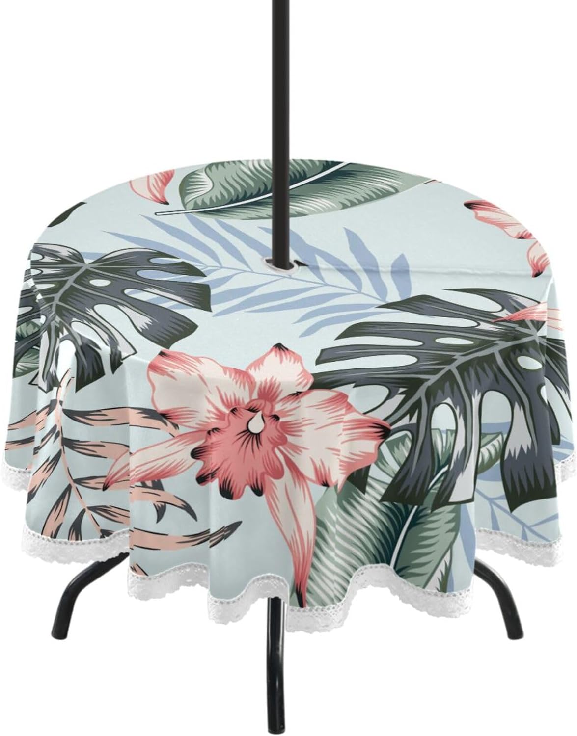 GZHJMY Tropical Leaves Outdoor Table Cloth, Heat Resistant Round Table