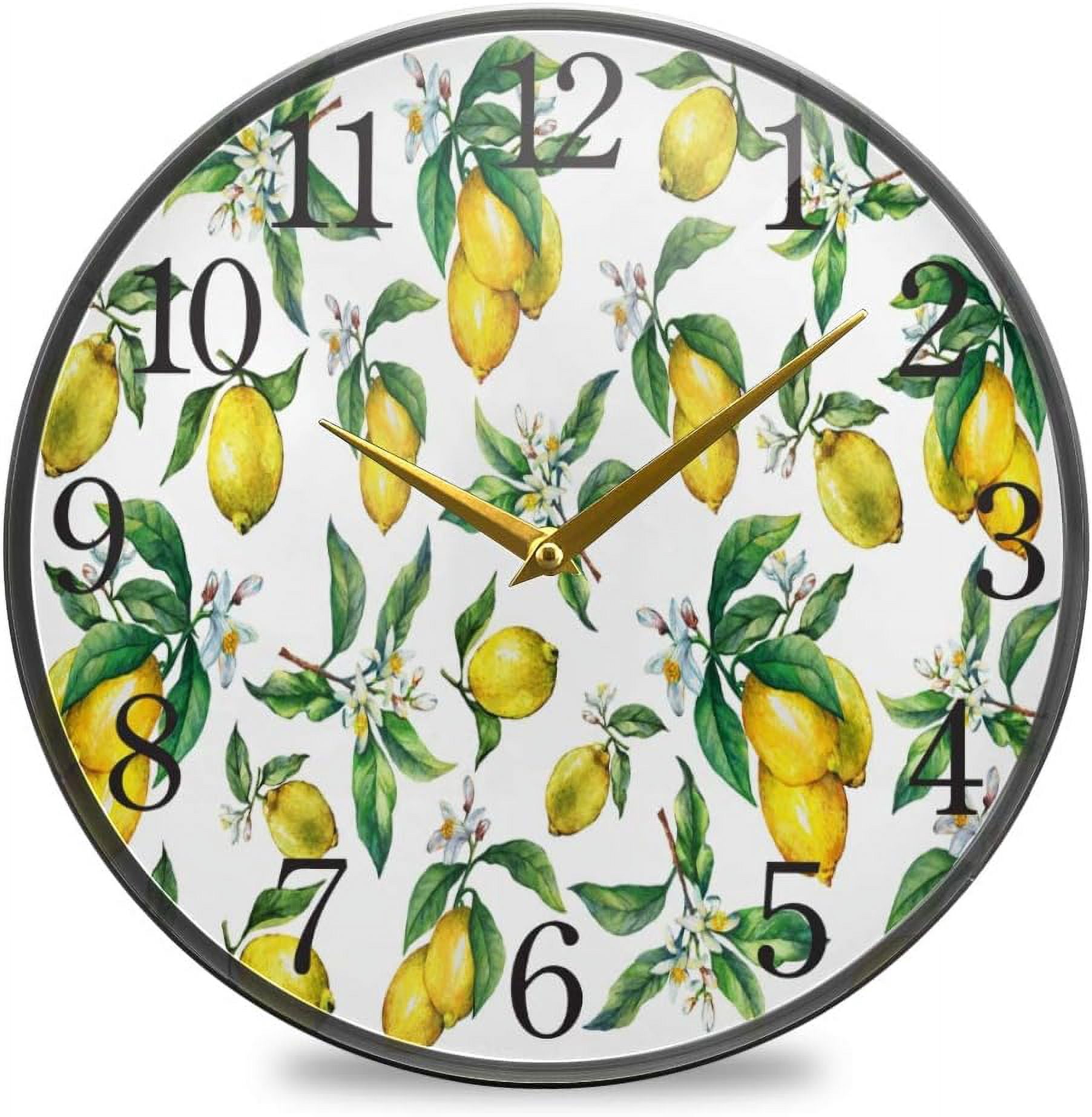 GZHJMY Tropical Lemon Citrus Fruit Pattern Wall Clock Silent Non ...