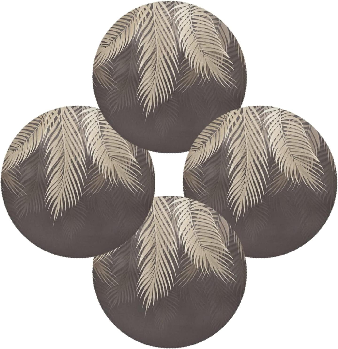 GZHJMY Tropical Palm Leaves Round Placemats, Durable NonSlip Table Mat