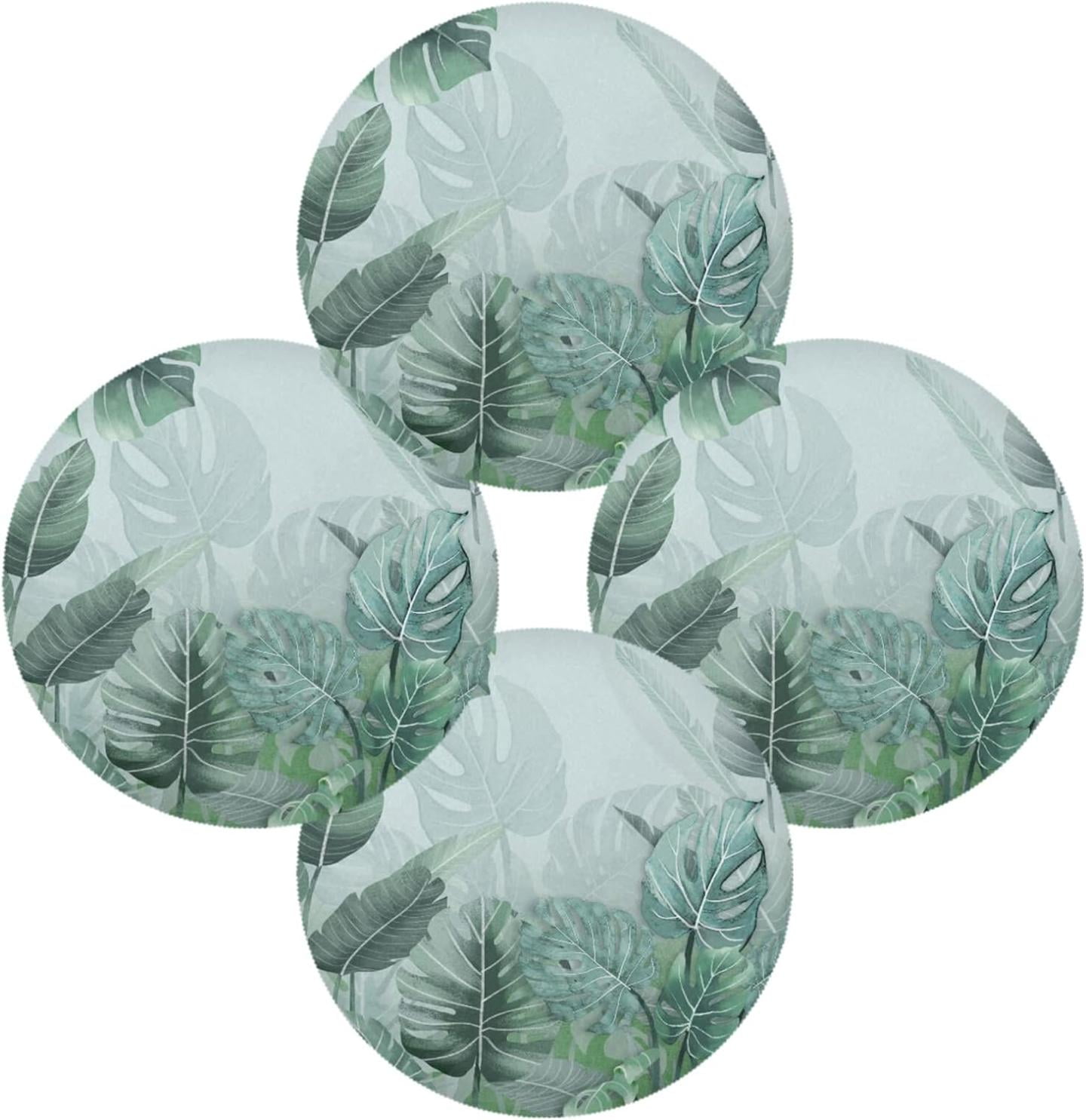 GZHJMY Tropical Palm Leaves Round Placemats, Durable NonSlip Table Mat