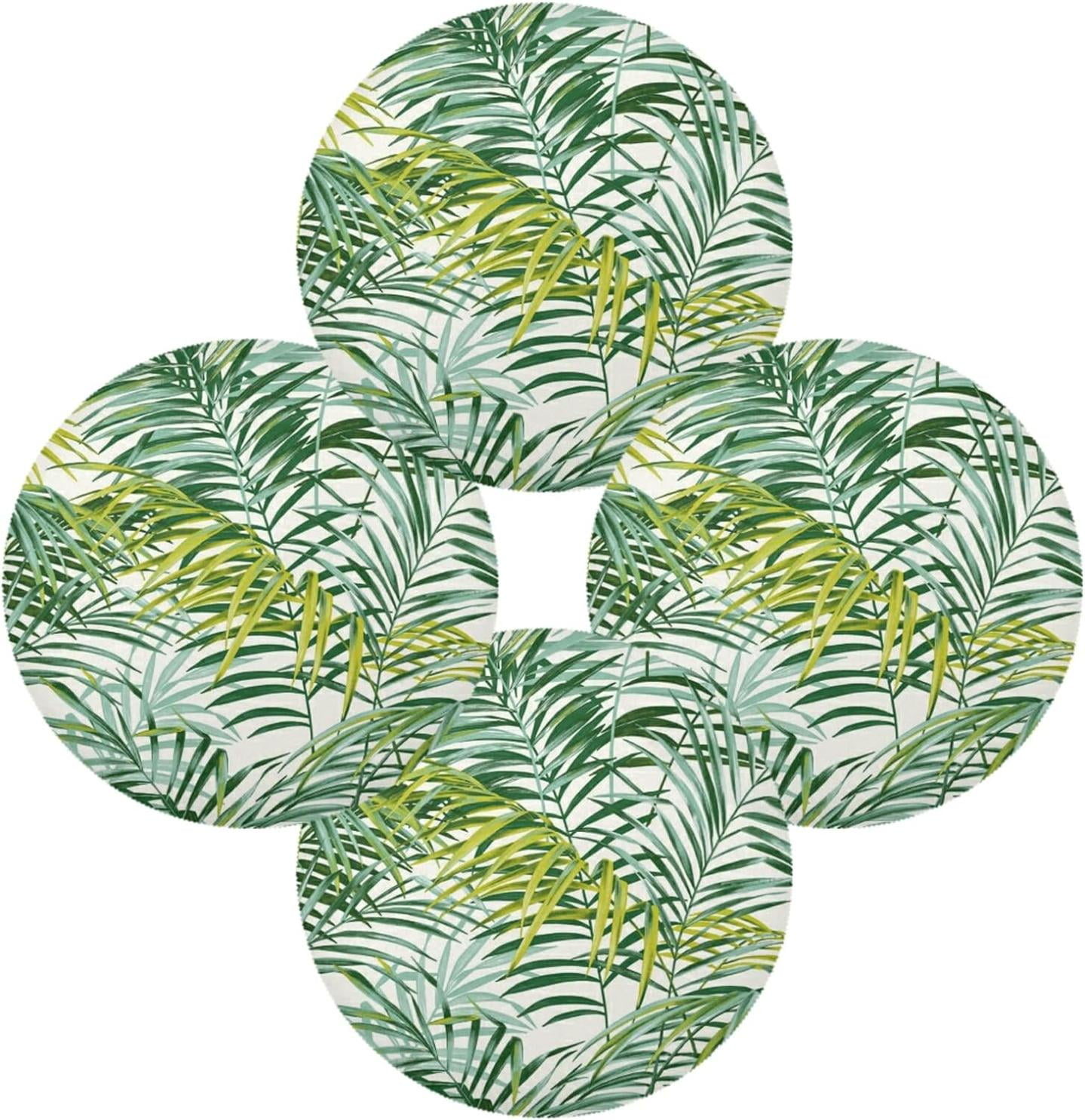 GZHJMY Tropical Palm Leaves Round Placemats, Durable NonSlip Table Mat
