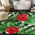 thumbnail image 1 of GZHJMY Tropical Palm Tree Leaves Red Hibiscus Flower Area Rug Living Room Rugs - 5'3" x4 Abstract Large Soft Indoor Washable Rug Low Pile Carpet for Bedroom Dining Room Office Carpet Runner, 1 of 6