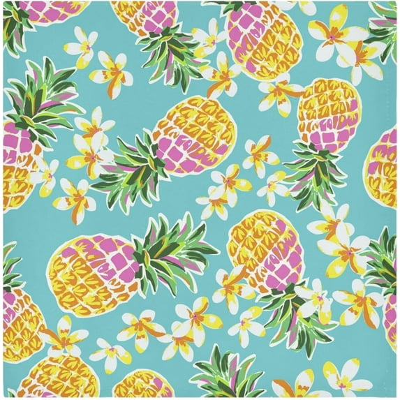 GZHJMY Tropical Pineapple Cloth Napkin Summer Flower Kitchen Dining Table Decor for Cocktail Gathering Party Holiday Wedding Everyday Use 1 Pack 20" × 20"