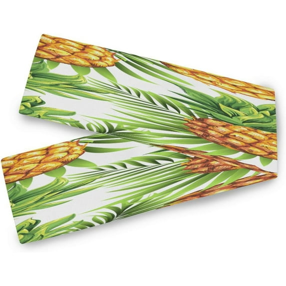 GZHJMY Tropical Pineapple Leaves Table Runner Machine Washable Polyester Table Runner Rectangle Reversible Dresser Scarves Table Decor 13 x 70 Inch