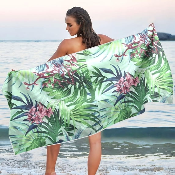 GZHJMY Tropical Plants Beach Towel Quick Dry Absorbent Bath Towels Sandproof Lightweight Towel for Gym Yoga Sports Swimming - 31x71in Bath Towels