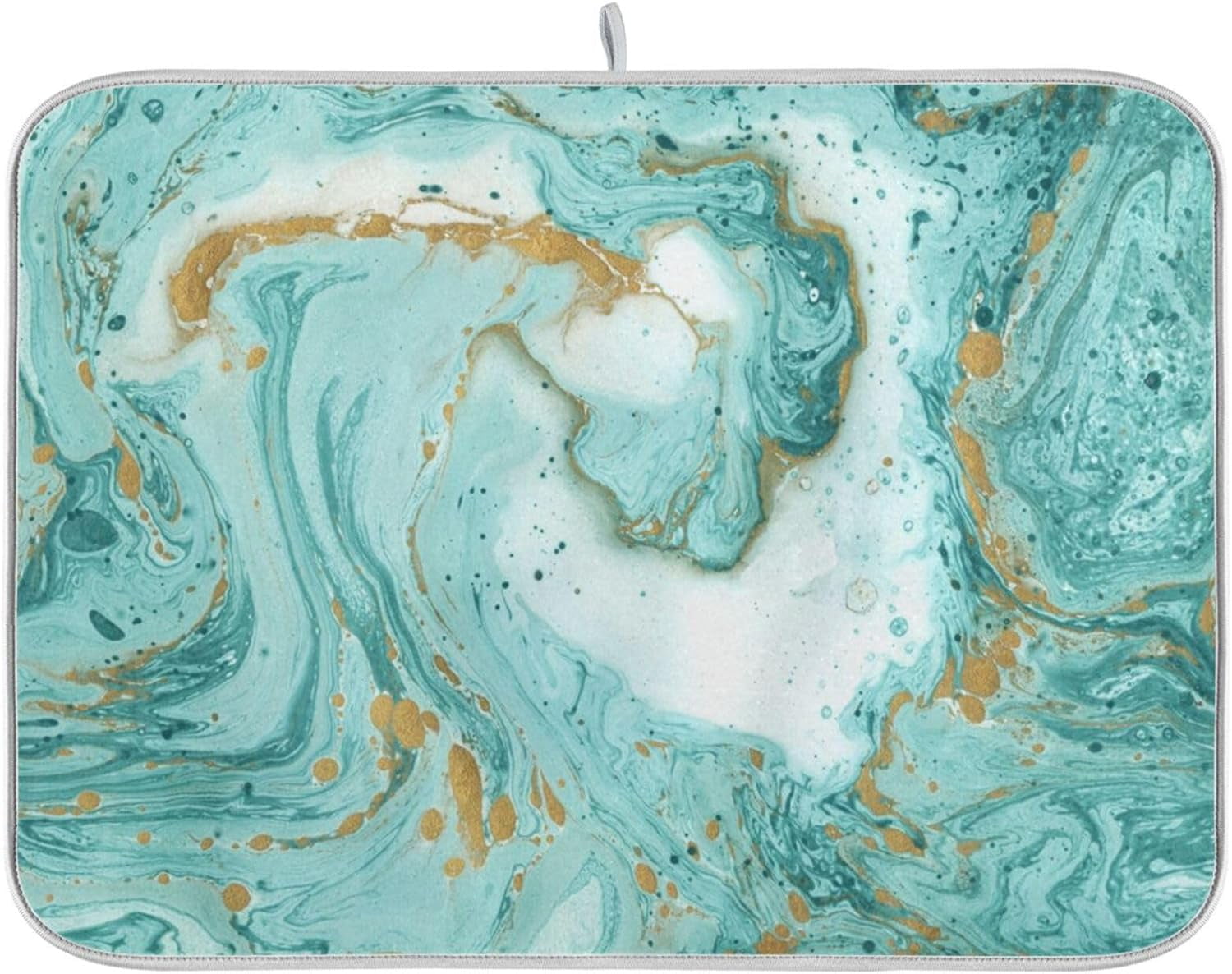 GZHJMY Turquoise Marble Texture Dish Drying Mat for Kitchen Counter ...