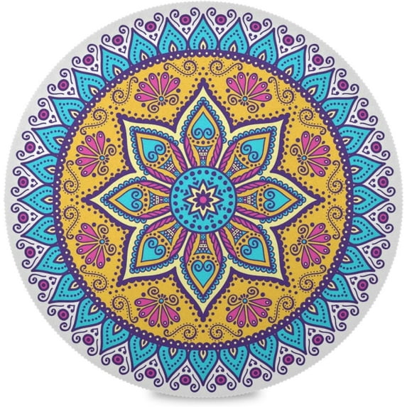 GZHJMY Unique Mandala Round Placemats Durable Non-Slip Heat and Stain Resistant Placemat for Kitchen Table Decoration Outdoor BBQ Activities(4PCS) Table Mat