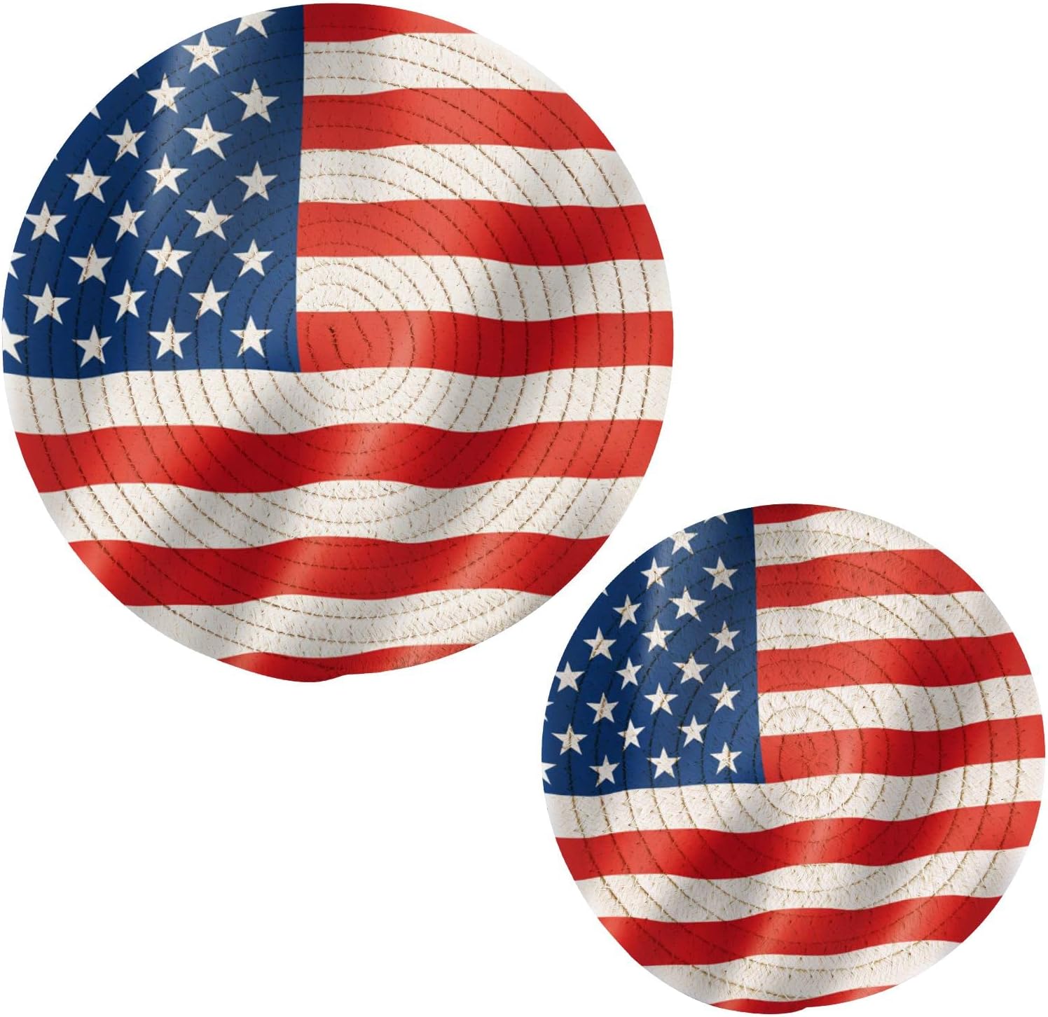 GZHJMY United States Flag Print Round Cotton Rope Pot Holder for ...