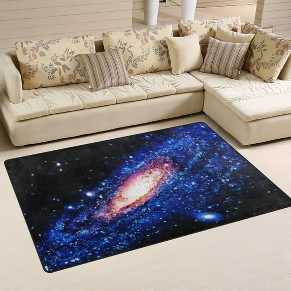 GZHJMY Universe Galaxy Area Rug 3'x5', Spiral Galaxy Polyester Area Rug Mat for Living Dining Dorm Room Bedroom Home Decorative