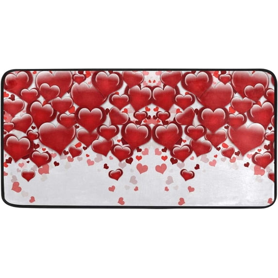 GZHJMY Valentine's Day Anti Fatigue Kitchen Floor Mat, Love Heart Non Slip Absorbent Comfort Standing Mat Kitchen Runner Rug for Hallway Entryway Bathroom Living Room Bedroom 39 x 20 Inches