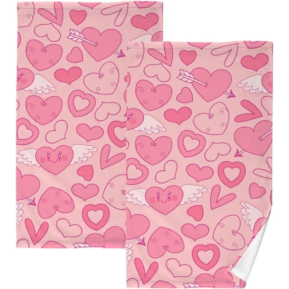 GZHJMY Valentine's Day Cotton Hand Towel Super Soft and High Absorbent Bath Towel Fast Drying Hand Towel for Home Bathroom Gym Hotel Yoga (2 Pack),16 x 28 inch Washcloths
