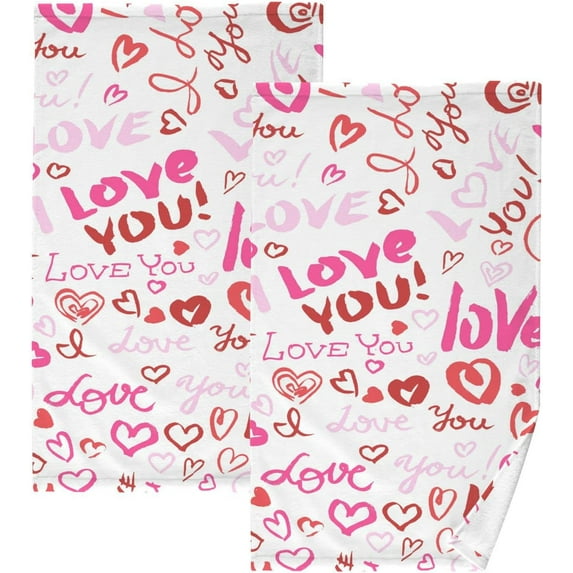 GZHJMY Valentine's Day Cotton Hand Towel Super Soft and High Absorbent Bath Towel Fast Drying Hand Towel for Home Bathroom Gym Hotel Yoga (2 Pack),16 x 28 inch Washcloths