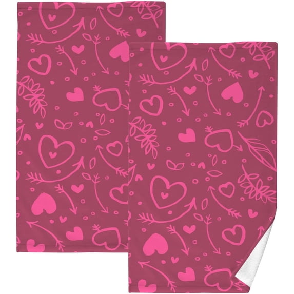 GZHJMY Valentine's Day Cotton Hand Towel Super Soft and High Absorbent Bath Towel Fast Drying Hand Towel for Home Bathroom Gym Hotel Yoga (2 Pack),16 x 28 inch Washcloths