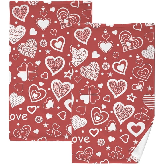 GZHJMY Valentine's Day Cotton Hand Towel Super Soft and High Absorbent Bath Towel Fast Drying Hand Towel for Home Bathroom Gym Hotel Yoga (2 Pack),16 x 28 inch Washcloths