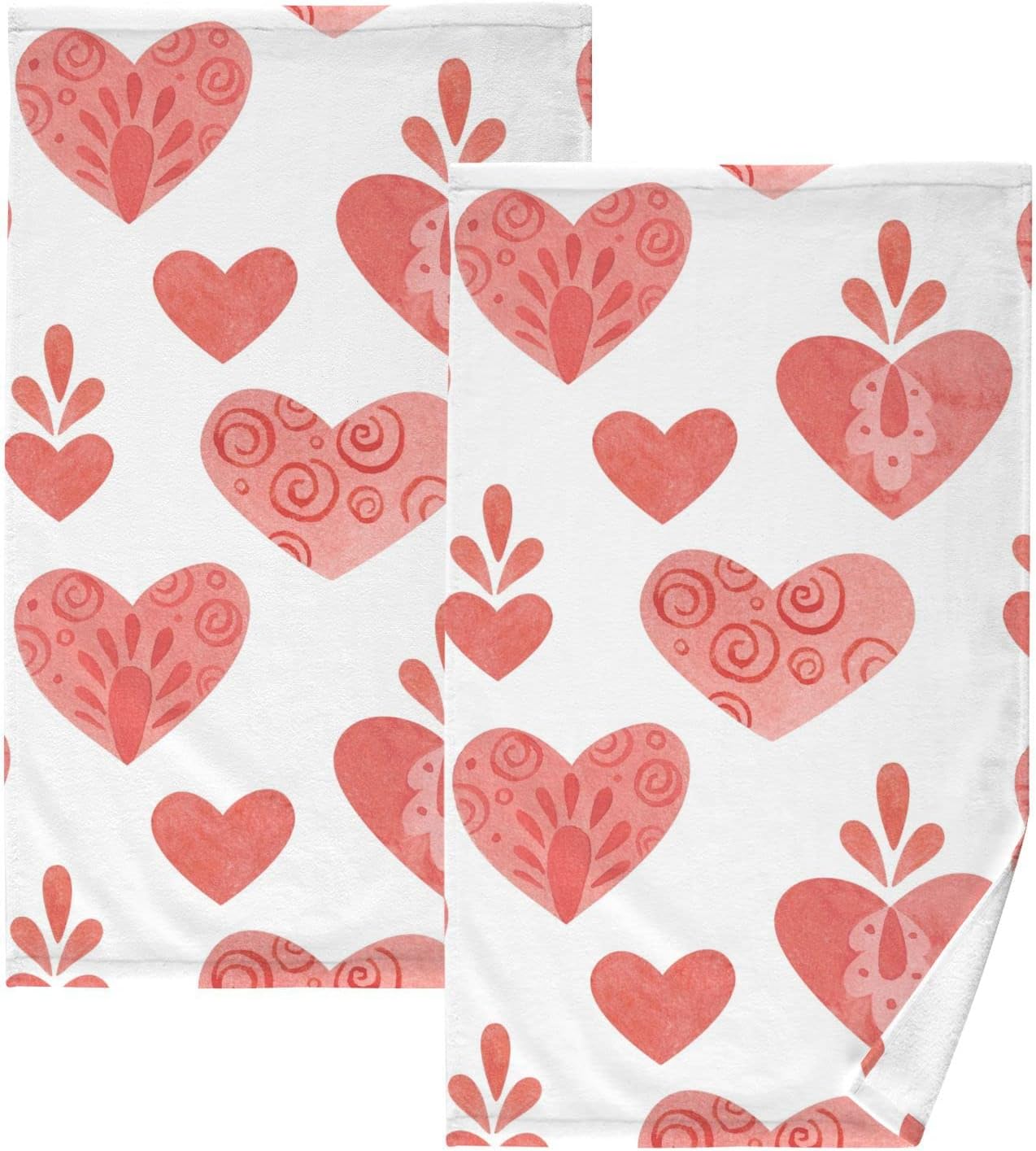 GZHJMY Valentine's Day Cotton Hand Towels, 2 Pack Absorbent Bath Towel ...