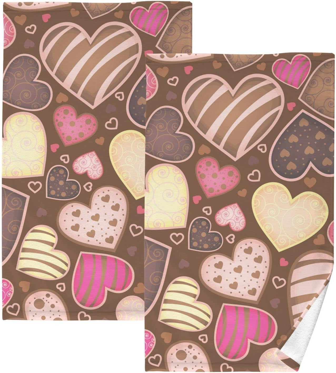 GZHJMY Valentine's Day Cotton Hand Towels, 2 Pack Absorbent Bath Towel ...