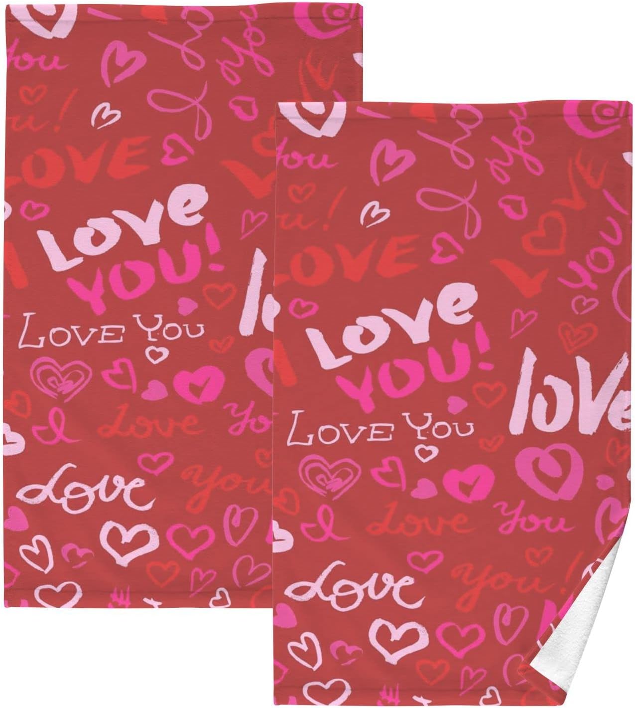 GZHJMY Valentine's Day Cotton Hand Towels, 2 Pack Absorbent Bath Towel ...