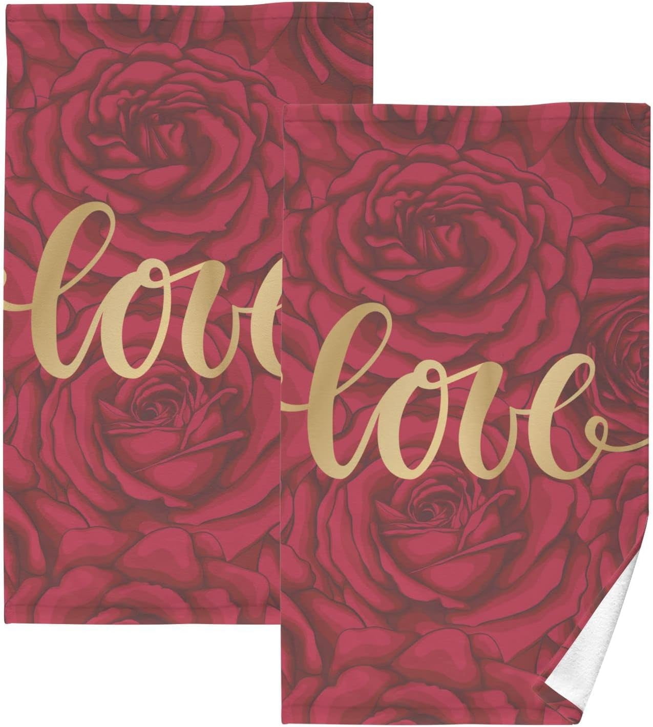 GZHJMY Valentine's Day Cotton Hand Towels, 2 Pack Absorbent Bath Towel ...