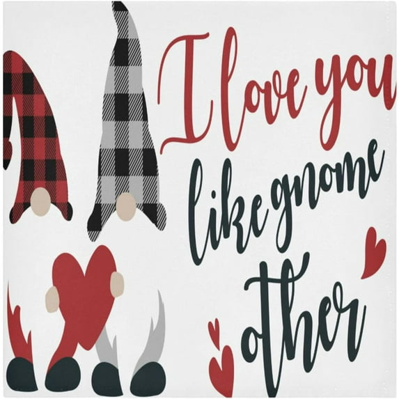 GZHJMY Valentine's Day Gnome Cloth Napkins Set of 1, Reusable Washable Oversized Table Napkins for Family Wedding Dinner Party Home Decor, 20 Inch Decorative Washcloths
