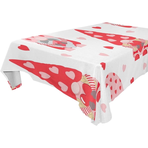 GZHJMY Valentine's Day Gnome Tablecloth, Rectangle Waterproof Washable Polyester Table Cover for Picnic Dinner Holiday Party Decor, 54 x 54 Inch