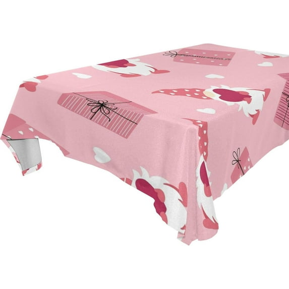 GZHJMY Valentine's Day Gnome Tablecloth, Rectangle Waterproof Washable Polyester Table Cover for Picnic Dinner Holiday Party Decor, 54 x 54 Inch