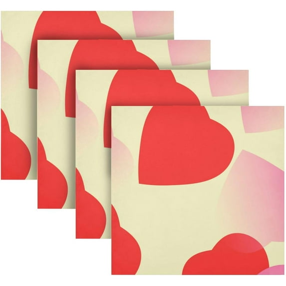 GZHJMY Valentine's Day Heart Cloth Napkins Set of 4, Reusable Washable Oversized Table Napkins for Family Wedding Dinner Party Home Decor, 20 Inch Decorative Washcloths
