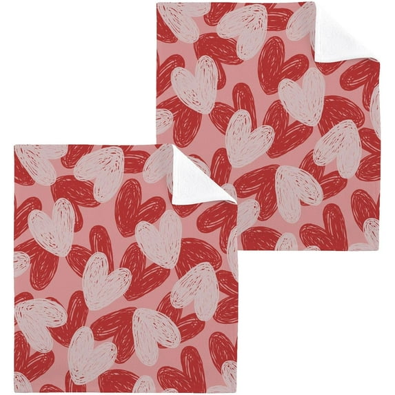 GZHJMY Valentine's Day Heart Cotton Washcloths Set of 4, 12"x12" Super Soft Absorbent Wash Cloths Bathroom Face Cloths Fingertip Towels for Gym Hotel and Spa