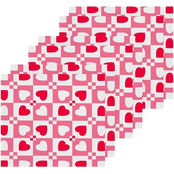 GZHJMY Valentine's Day Heart Cotton Washcloths Set of 6, 12"x12" Super Soft Absorbent Wash Cloths Bathroom Face Cloths Fingertip Towels for Gym Hotel and Spa